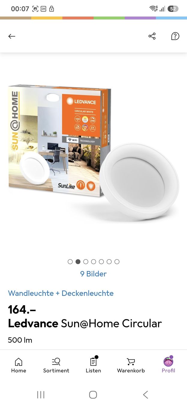 Lampadari & plafoniere: Wand- & Deckenleuchte Ledvance Sun@Home Circular 500lm – Nuovo (secondo la descrizione) da Bülach venduto da Slackmann 2