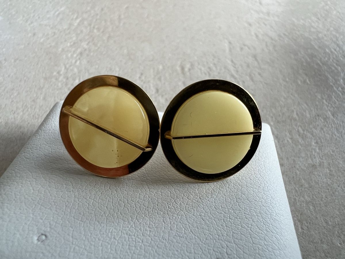 Orecchini pendenti & Orecchini a lobo: Amber gold plated earrings – Nuovo e nell'imballaggio originale da Corsier GE venduto da Karol_save_planet