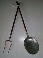 antike Kelle und Gabel aus Messing und Edelstahl