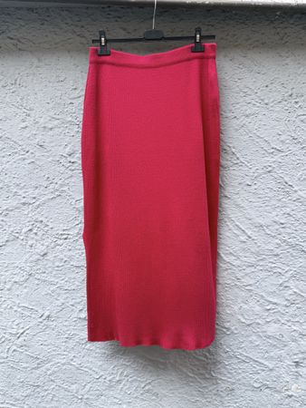 Damen vintage Strickrock Bazooka rot Schlitz 