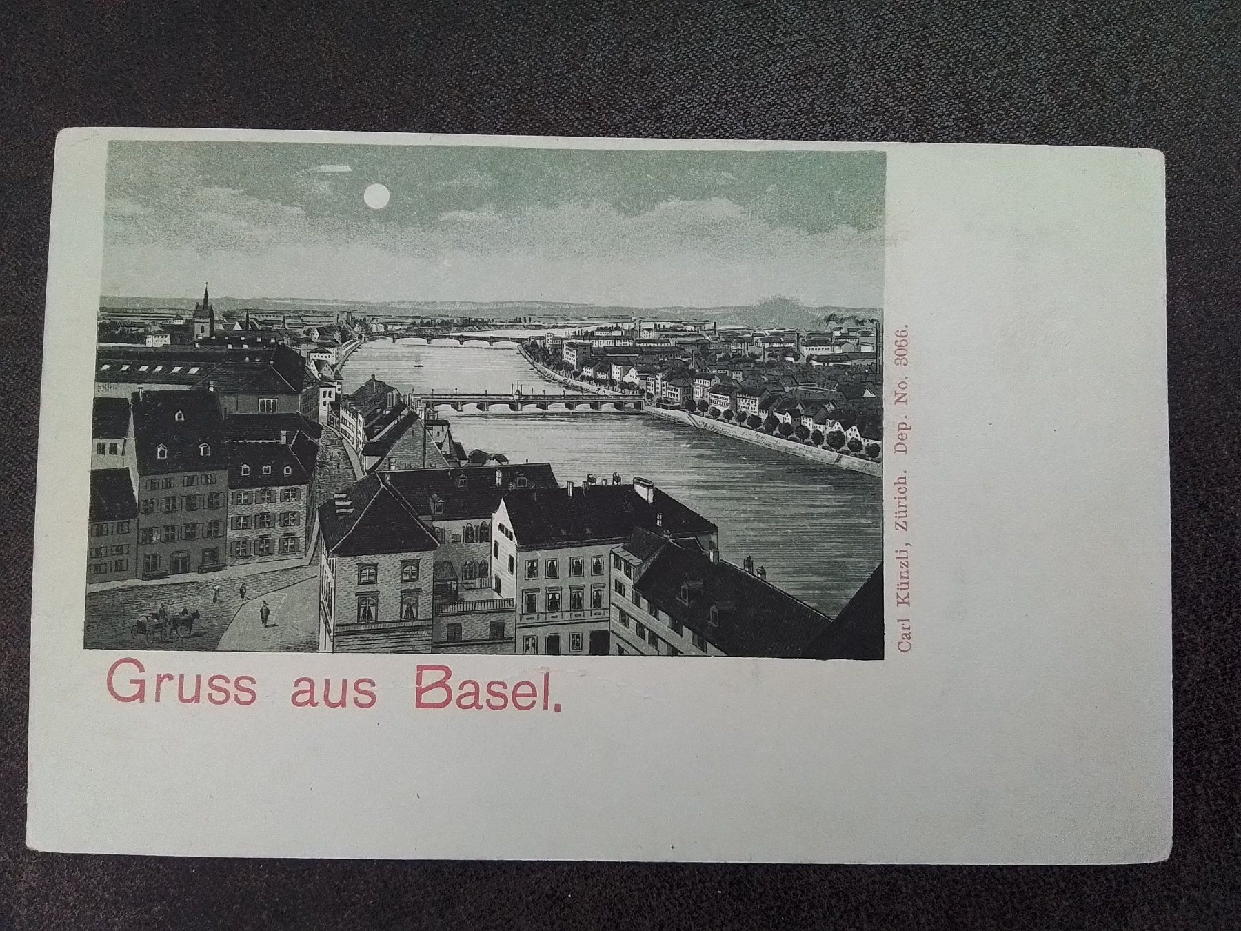 Cartoline postali: #Gruß aus Basel , Mondscheinkarte – Usato da Reichenburg venduto da Pipo-67