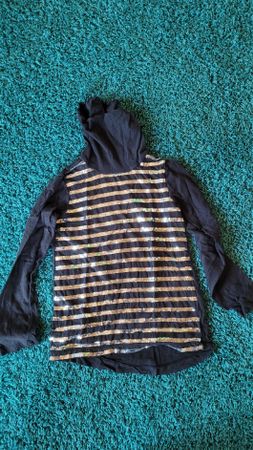 Schwarzes Glitzer Shirt, langarm, 128/134