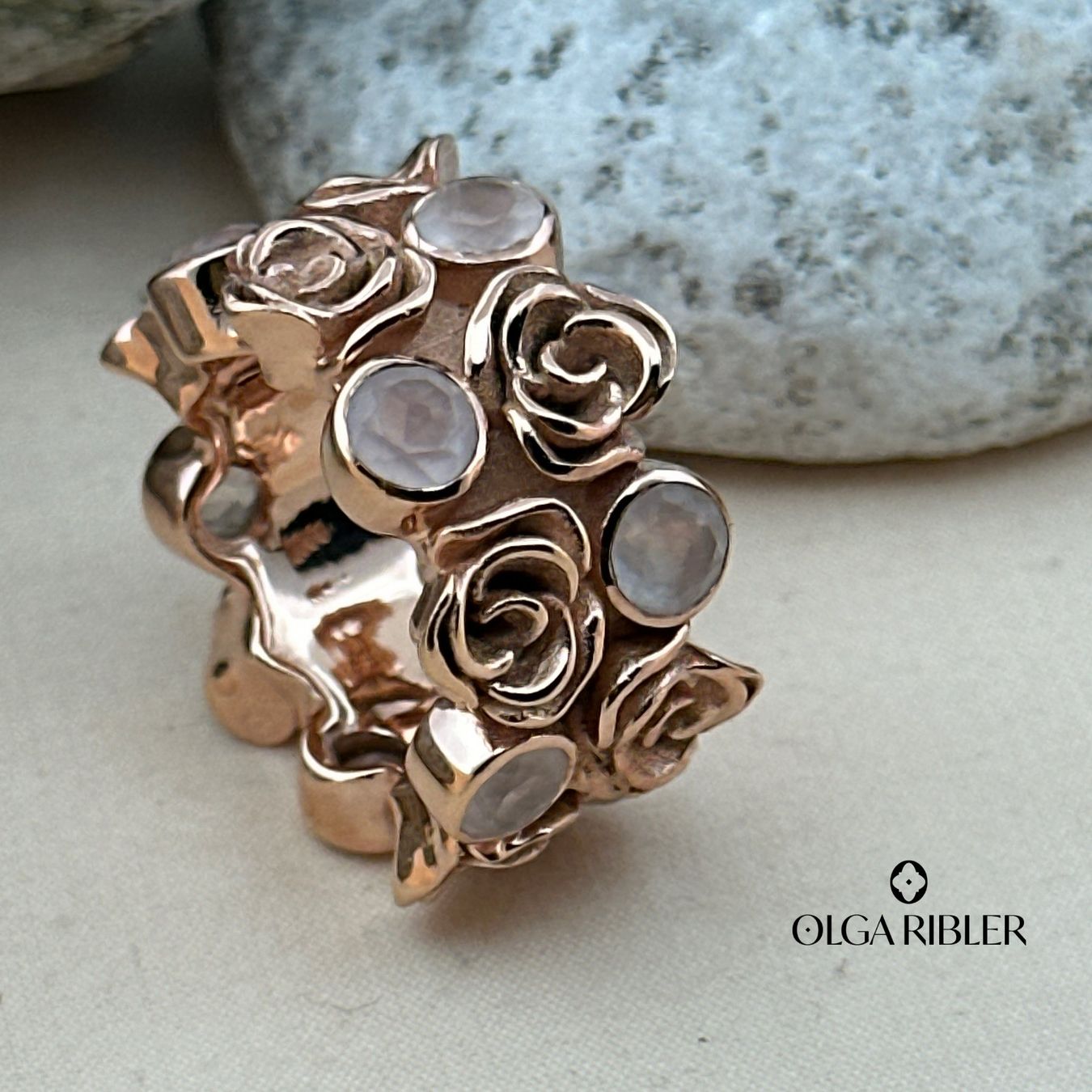 Olga Ribler Bagues: Statement Silber Ring 925 mit Rosenquarzen Grösse 55 – Neuf (Voir description) à Luzern par Schmuckoutlet 6
