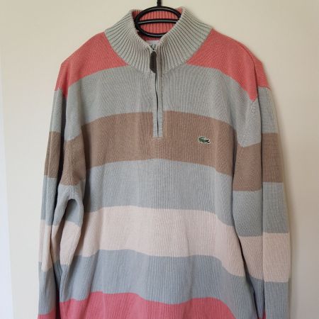 Gestreifter Lacoste Pullover Gr. 6, 52, XL, pastell