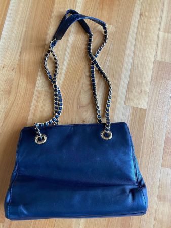 Blaue Leder Handtasche - weiches Leder