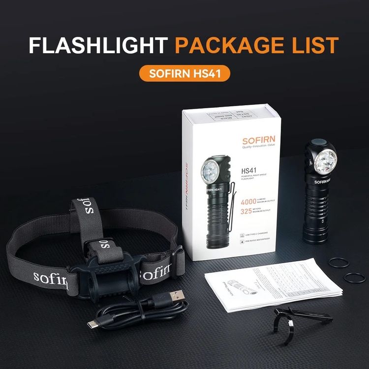 Sofirn - lampe frontale HS40 Rechargeable par USB C, torche LED Super