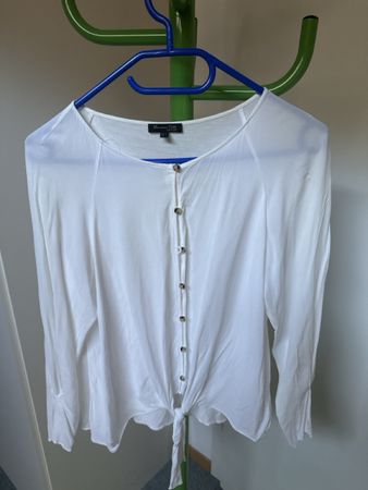 Massimo Dutti Damen Bluse weiss mit Knöpfen vorne