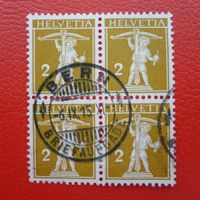 1911: Nr.123III (Tellknabe) im Viererblock mit Stempel BERN