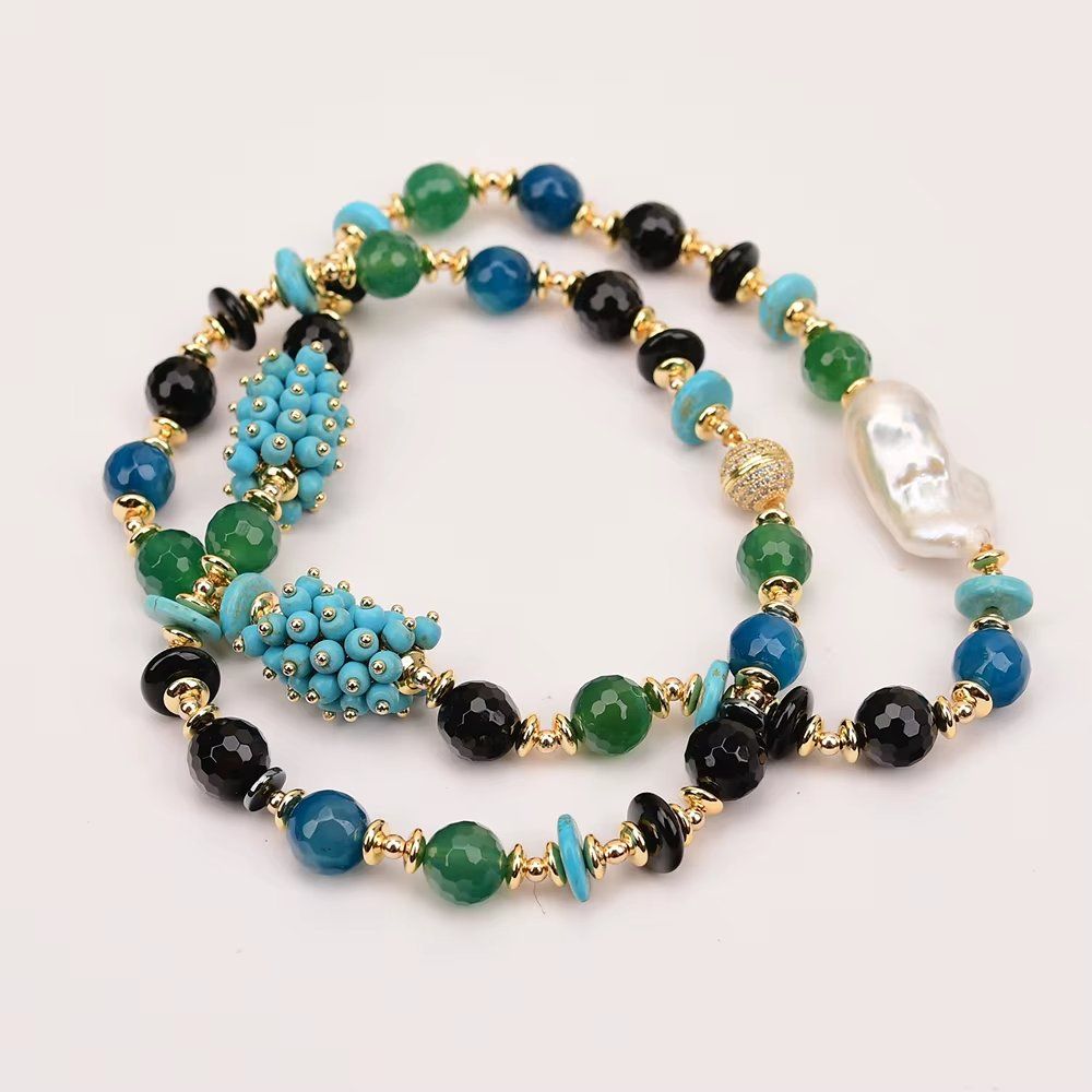 Ketten: Lua 60 cm Achat Perle Halskette Echt Collier agates perle – Neu (gemäss Beschreibung) aus Prilly von ilyria73 5