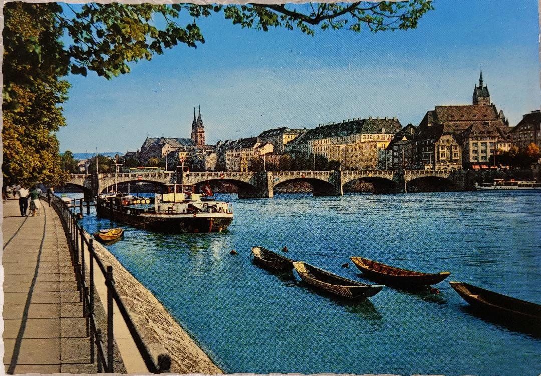 Cartoline postali: BASEL  -  Mittlere  Rheinbrücke – Usato da Delémont venduto da Domdom1