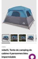 Tente de camping cabine 4 personnes bleue imperméable