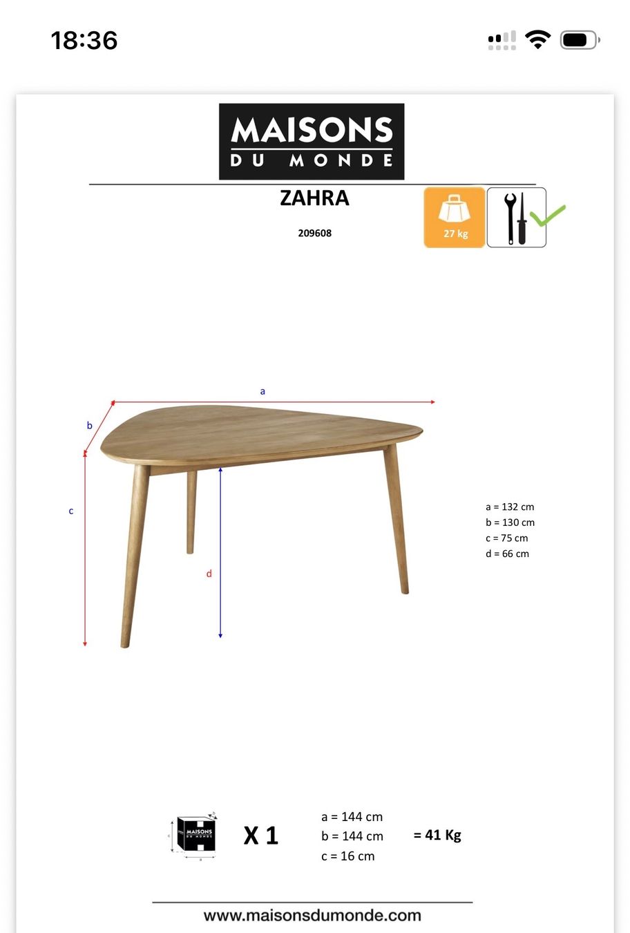 Maisons du monde Tavoli: Maison du Monde table à manger 6 personnes – Usato da Basel venduto da ina_c9yy 2