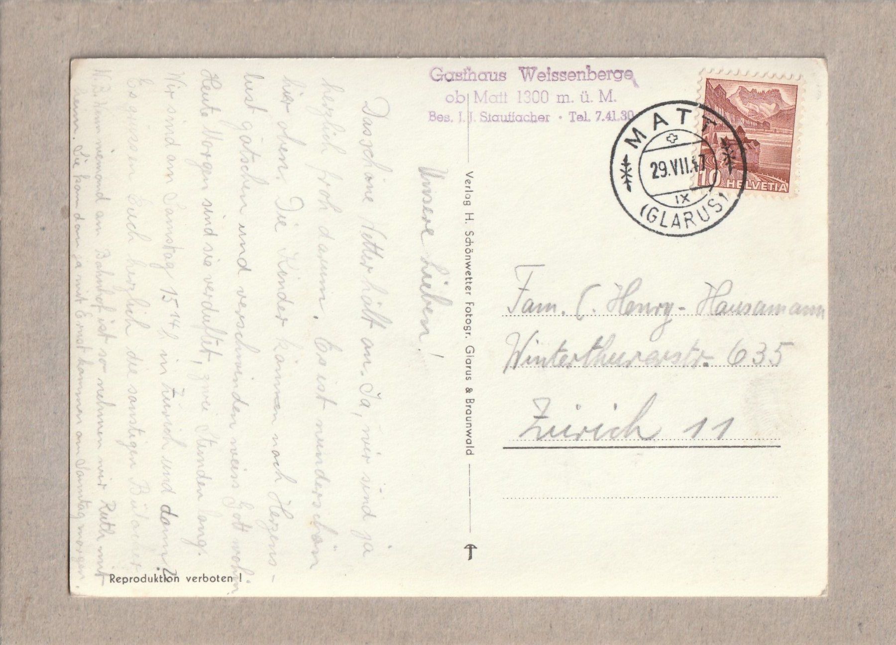 Cartoline postali: Matt GL – Usato da Würenlingen venduto da wetroki 1