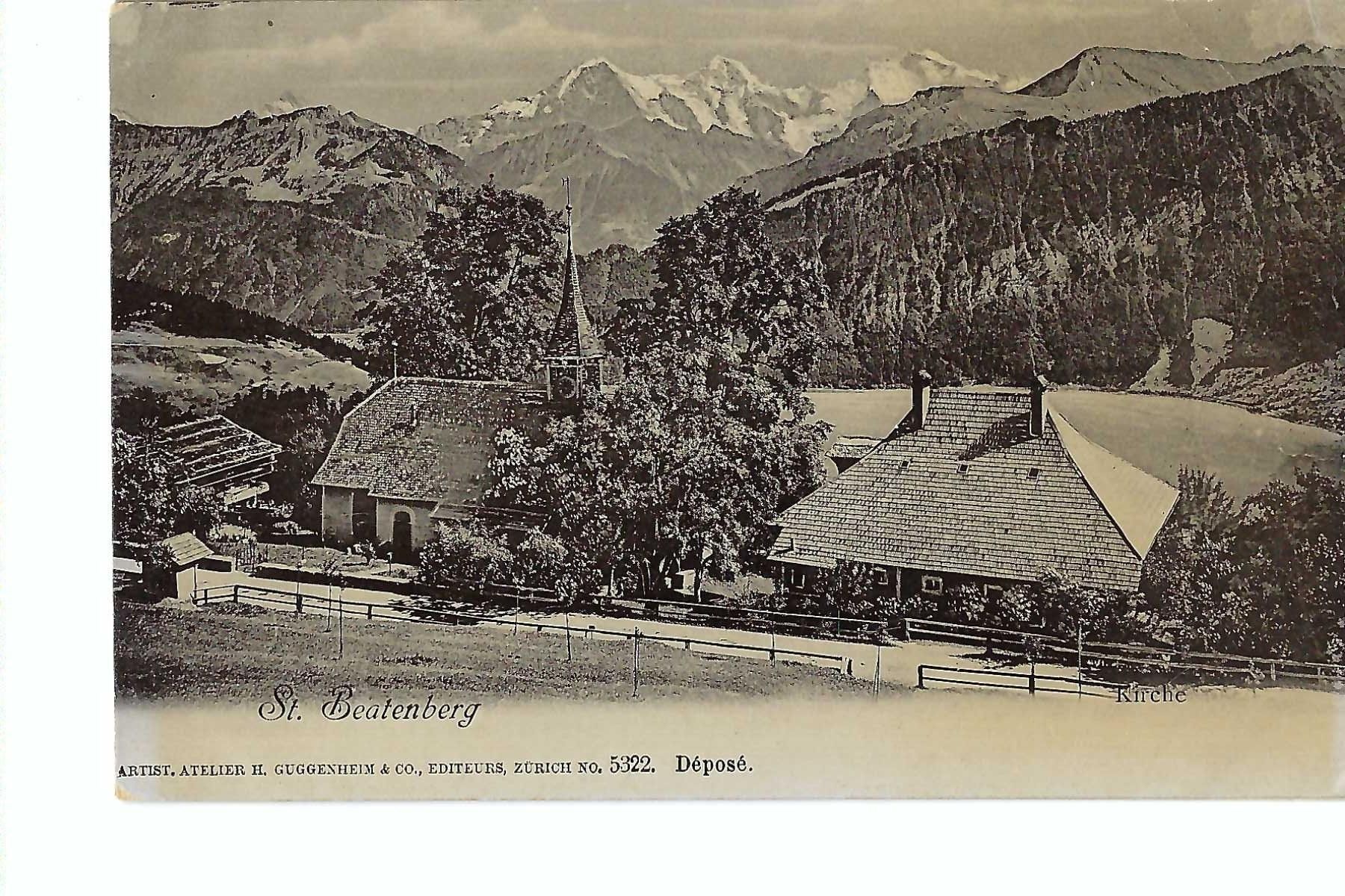 Cartes postales: St. Beatenberg Kirche und Pfarrhaus, Eiger Mönch, Jungfrau – D'occasion à Thun par 44wart