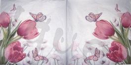 Serviette schmetterlinge und tulpen (b240) 2Stk.