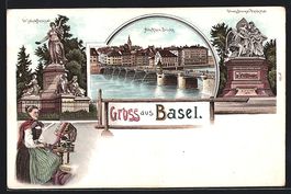 Litho Basel, Alte Rhein-Brücke, St. Jak