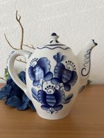 Schöne GZHEL Teekanne Handgemalt Blau-Weiss Vintage ☕️🌻