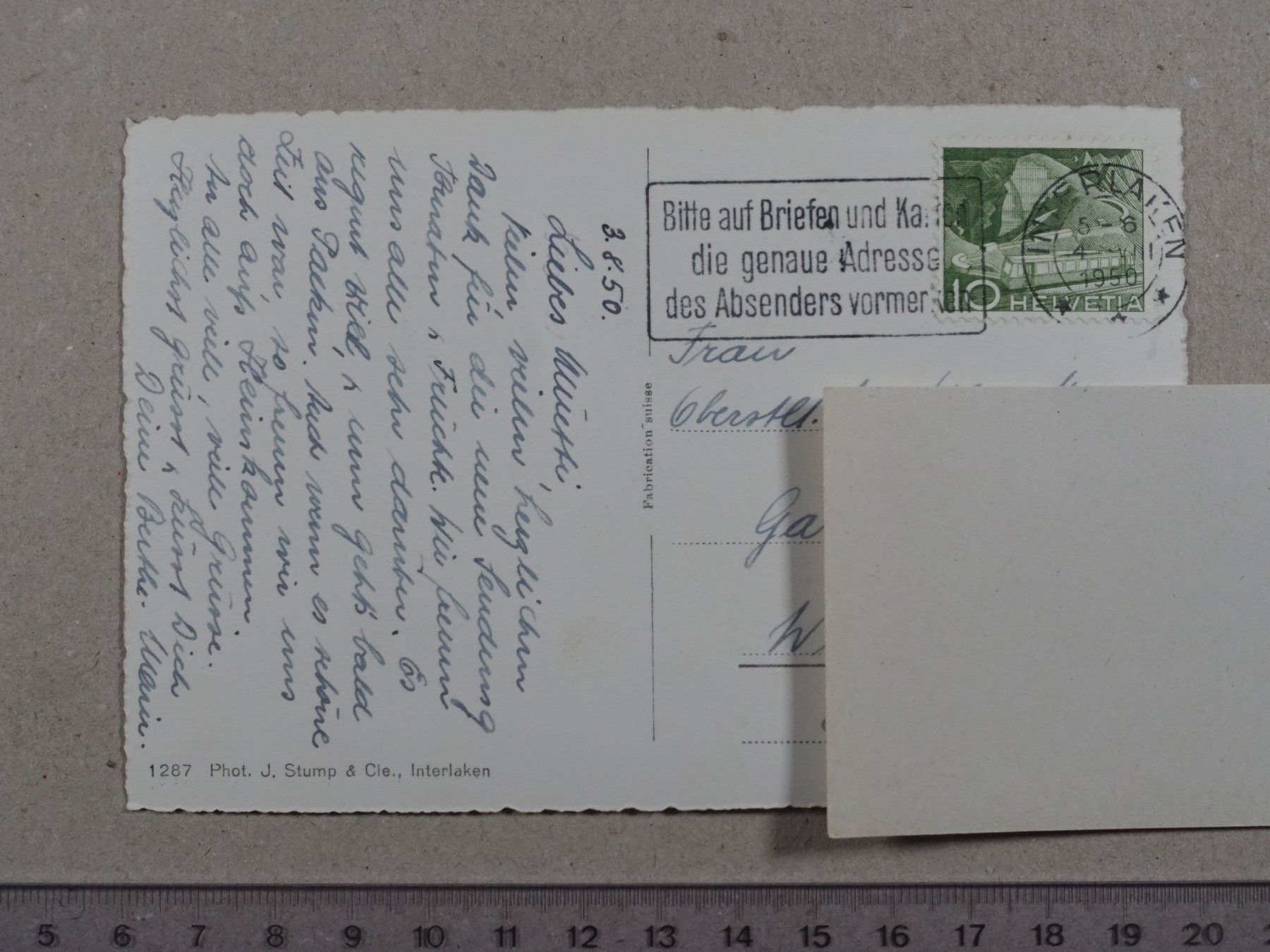 Cartoline postali: Interlaken, Abendberg, Schwalmern, 1950 – Usato da Lenzburg venduto da fh1 1