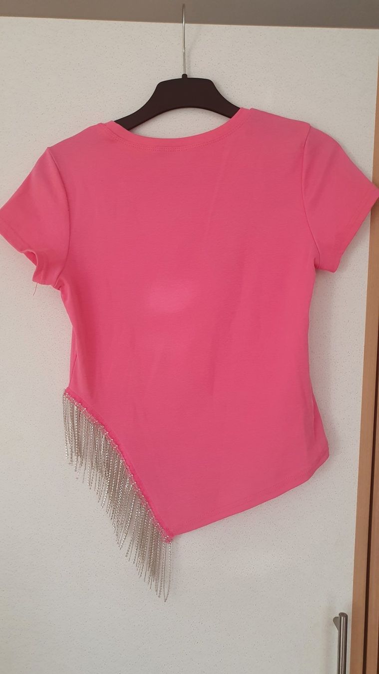 T-shirt: Tshirt rose détails franges argentées taille M – Nuovo (secondo la descrizione) da Versoix venduto da aline_b 2