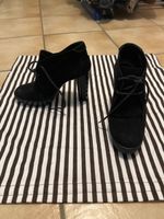 Bottines HOGAN Daim Noir Lacets Talons Hauteur 10cm Gr 38