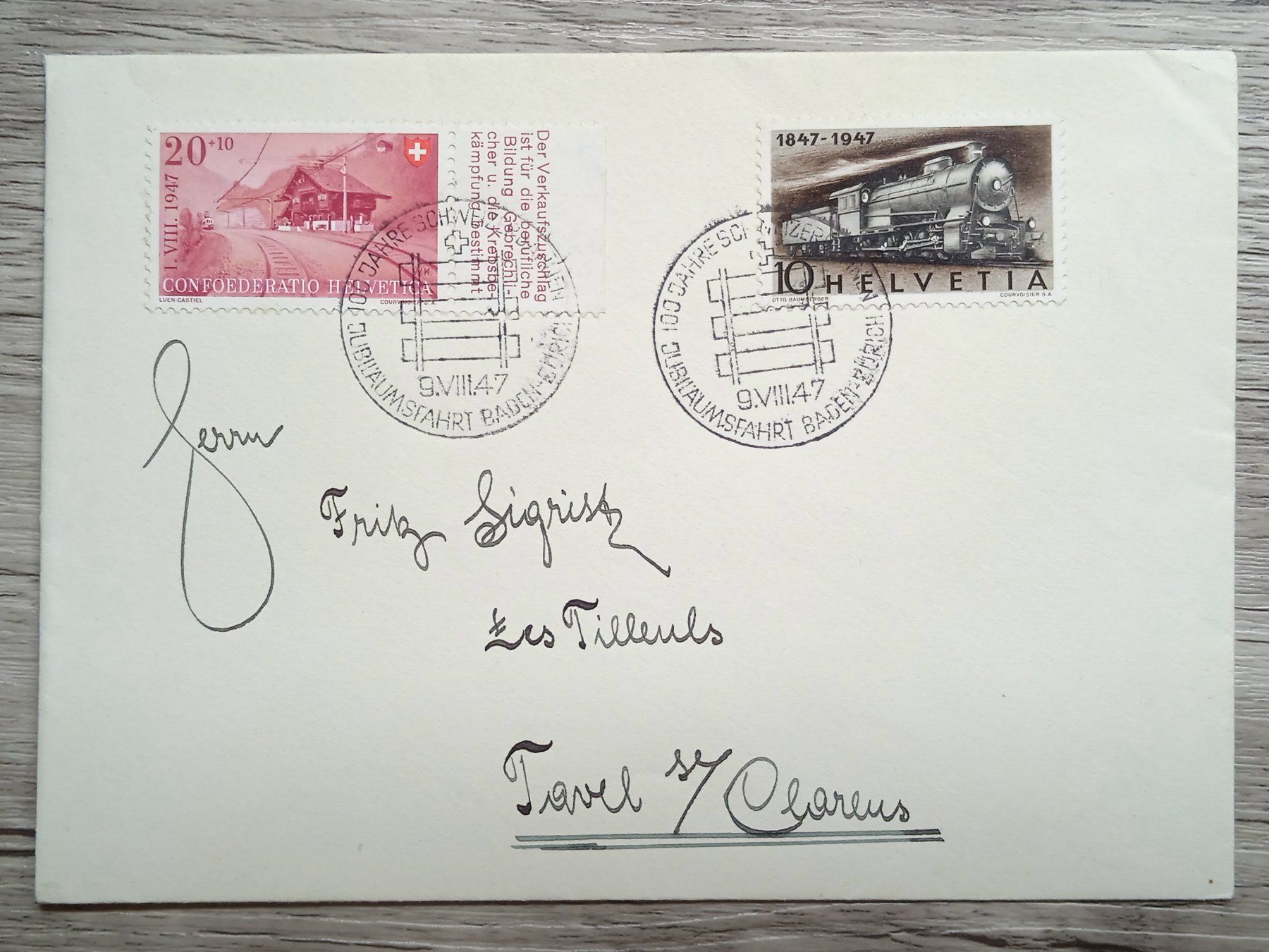 Tous les timbres: TR51 Enveloppe + Timbre Suisse 1947 – D'occasion à Cousset par Patrick_Collections
