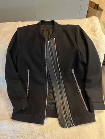 The Kooples veste noire laine et cuir femme T38(petite)