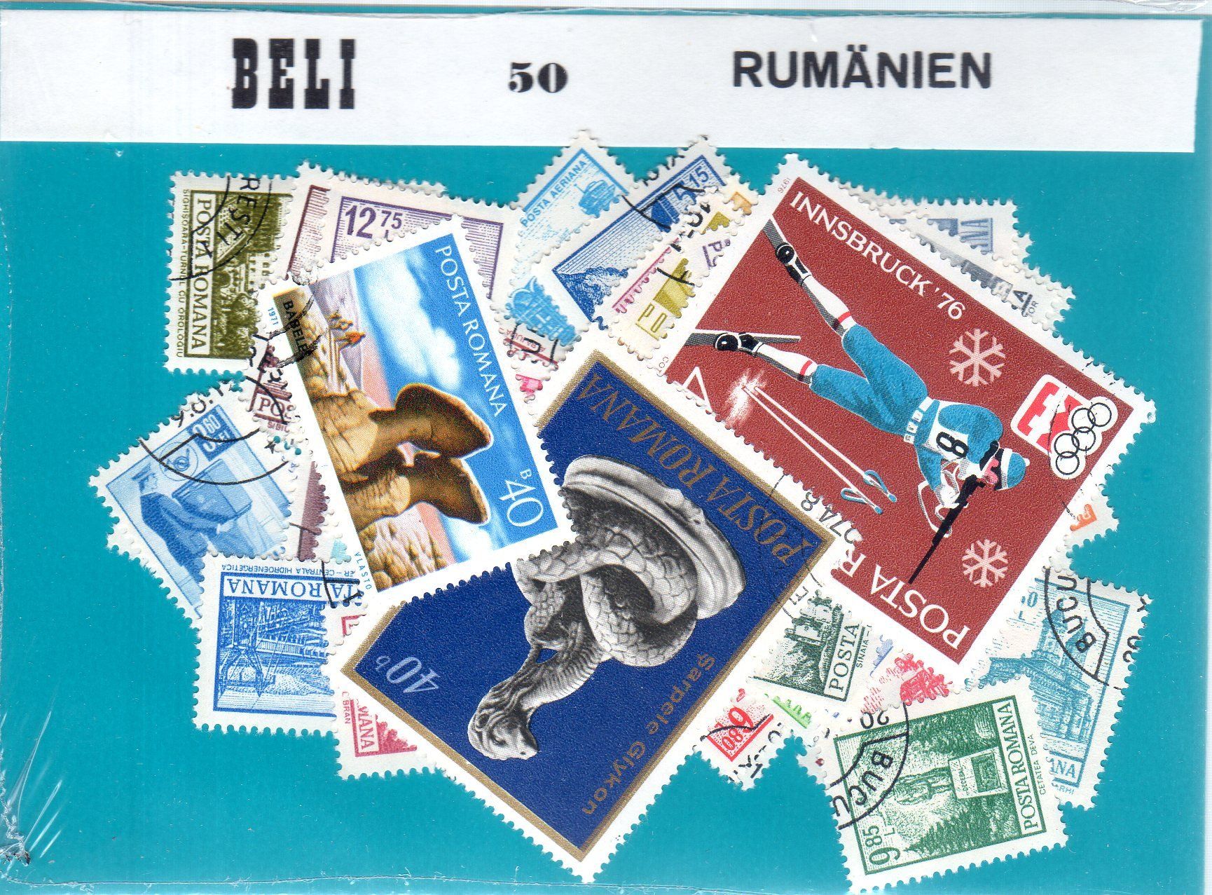 Alle Briefmarken: 50 VERSCHIEDENE BRIEFMARKEN RUMÄNIEN - SP28 – Gebraucht aus Losone von EM2019