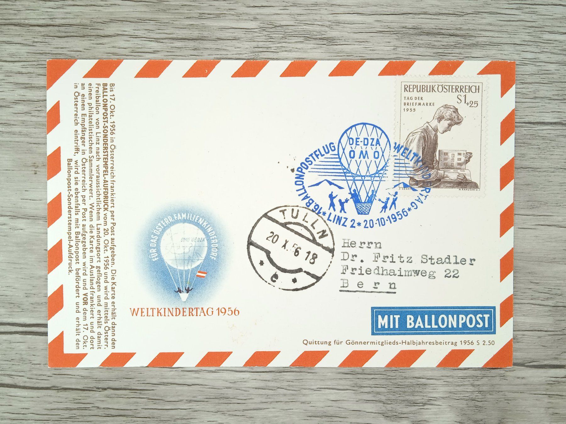 Tutti i francobolli: TR76 Carte Postale + Timbre Autriche 1956 Theme Ballon – Usato da Cousset venduto da Patrick_Collections