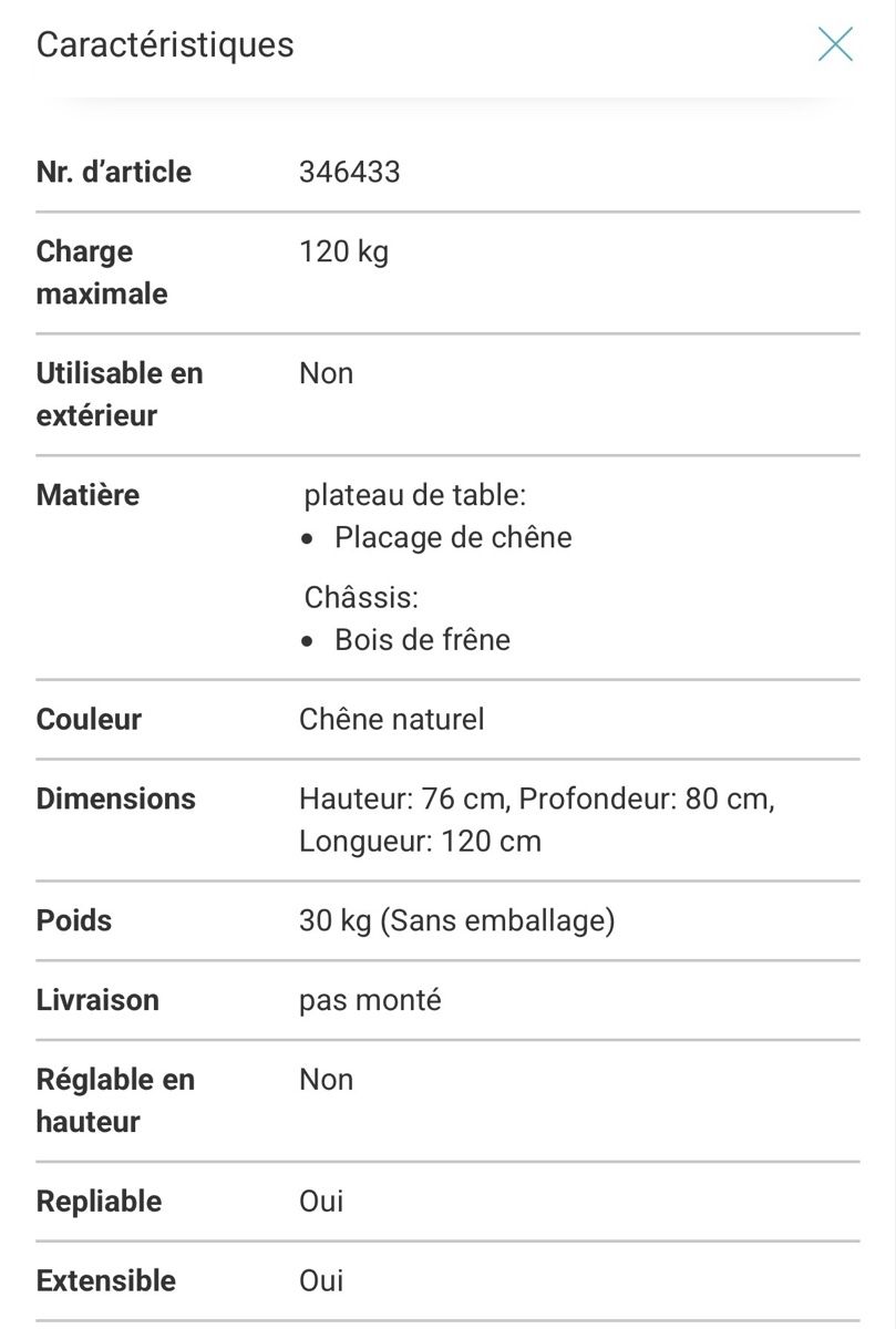 Tavoli: Table à manger extensible de 120 à 162 cm – Usato da La Tour-de-Peilz venduto da 3RST 7