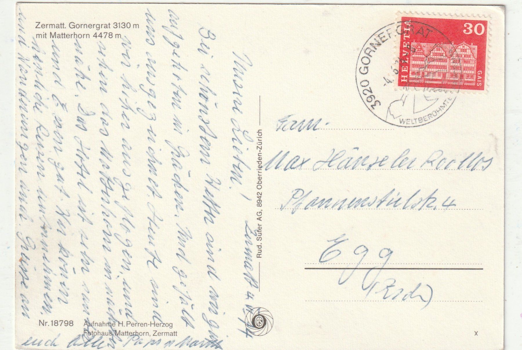 Cartes postales: Zermatt Gornergrad – D'occasion à Lumbrein par made02 1