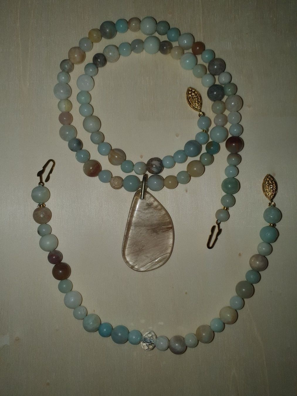 Catenine: Set Amazonite mit Goldener Rutilquarz – Nuovo (secondo la descrizione) da Benglen venduto da Meercat3 3