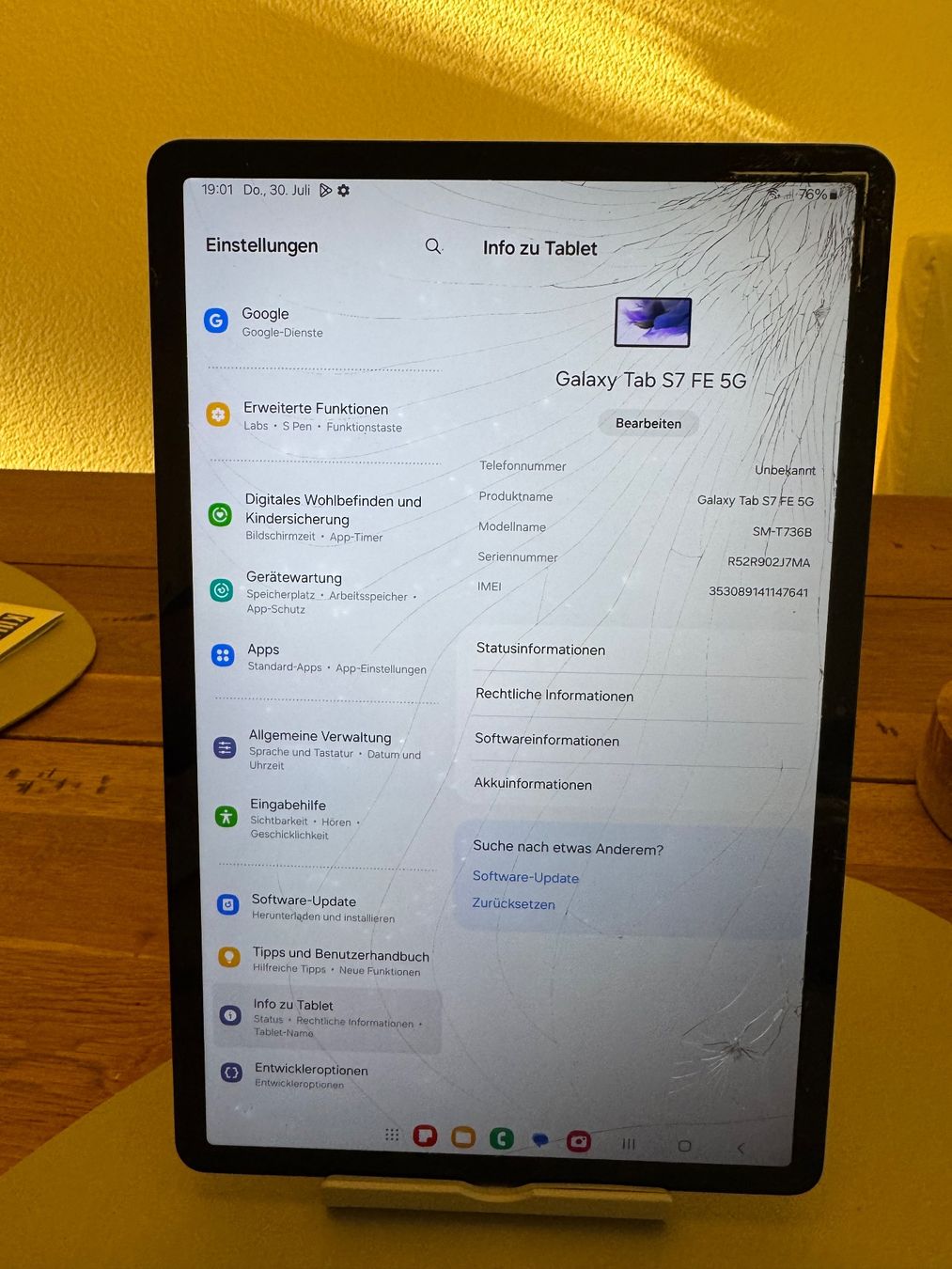 Samsung Tablet PC: Samsung Galaxy Tab S7 FE 5G – Difettoso da Adliswil venduto da Busys 1