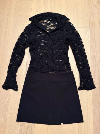 schwarzes Kleiderset, Jupe und Bluse Gr.XS/S