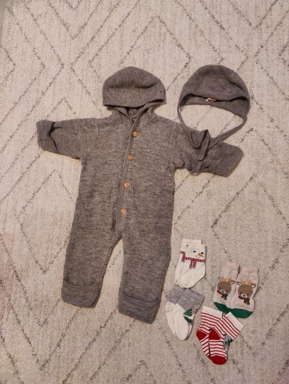MERINO WOOL BABY ONESIE OVERALL + CAP, ENGEL NATUR, 62/68 Kaufen auf