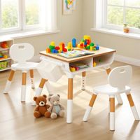 Kindertisch mit 2 Stühlen höhenverstellbar Stauraum