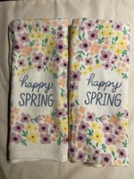 2x "Happy Spring" Floral Kitchen Towels, New