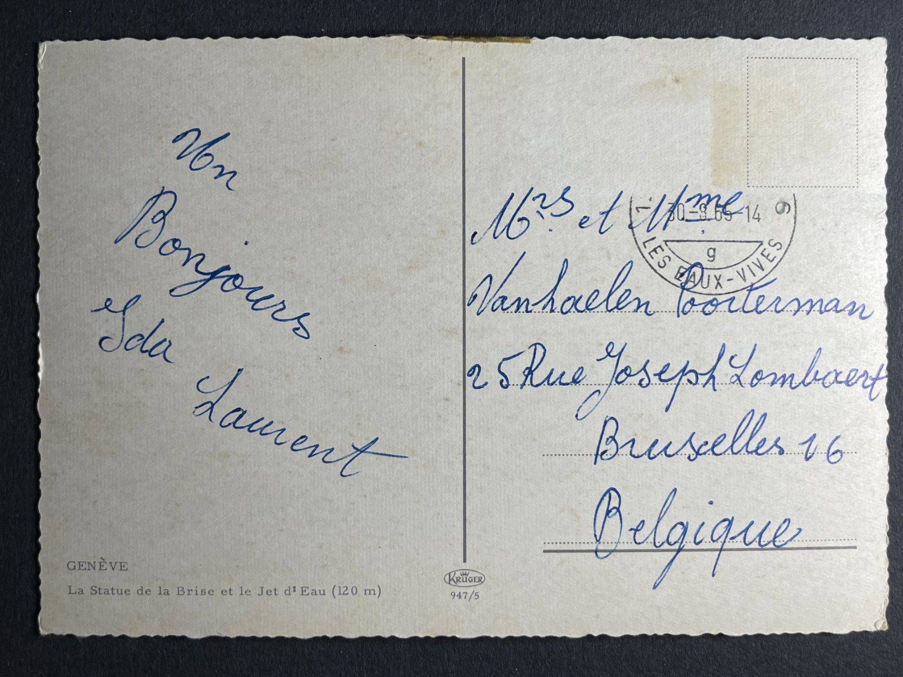 Cartes postales: Genf, La statue de la Bise - 1965 – D'occasion à Steg VS par _vinci_ 1
