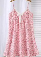 Robe courte fleuri rose avec dentelle taille L neuve