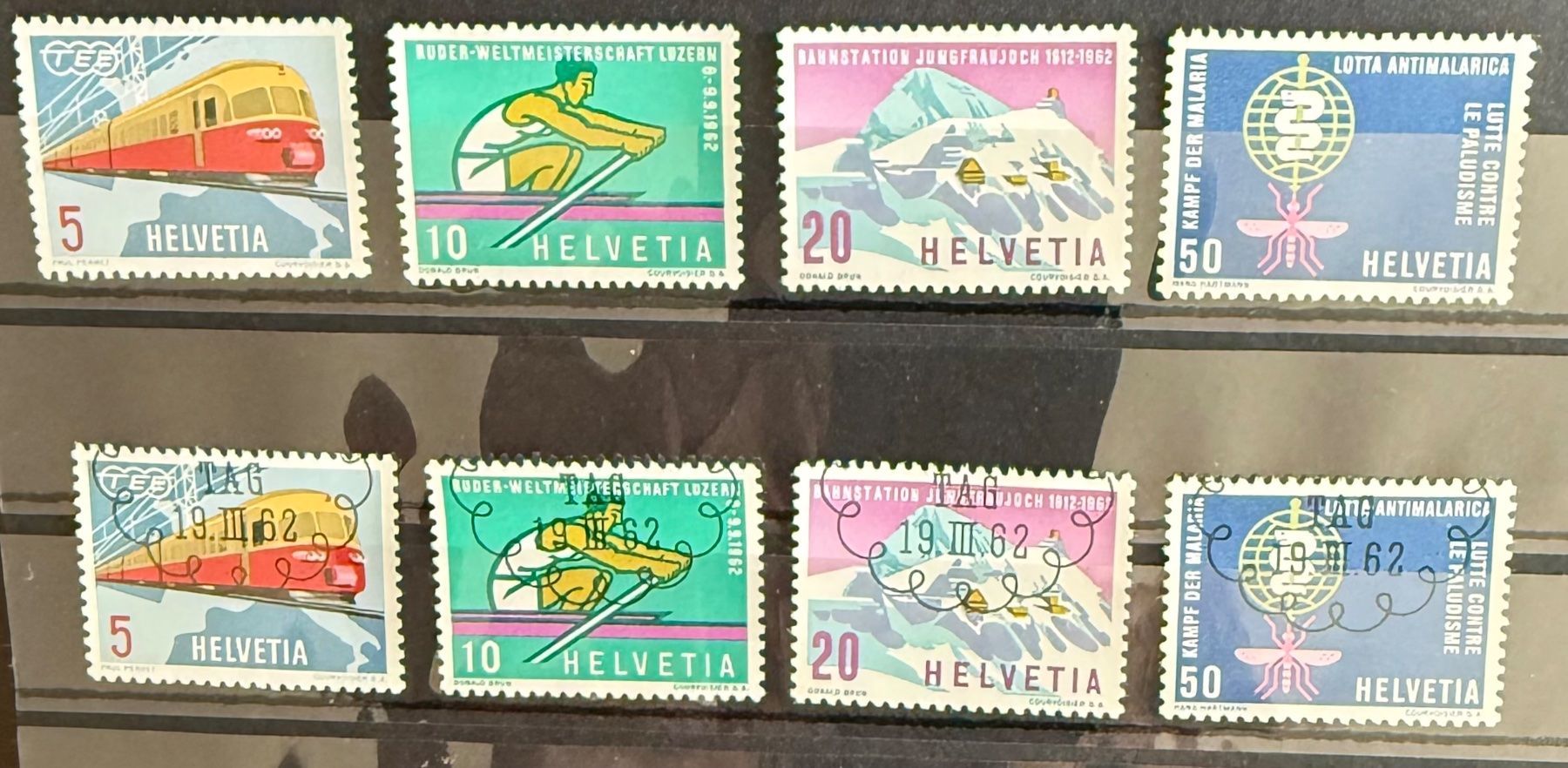 Alle Briefmarken: 1962 Jungfraujoch / Satz ET / postf. / 2x FDC – Gebraucht aus Hombrechtikon von Roeding 1