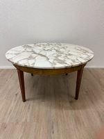 Vintage Marmor Salontisch mit Holzgestell, Durchmesse 119 cm