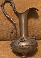 Antique Pewter Pitcher with Dragon Handle, Stunning Detail