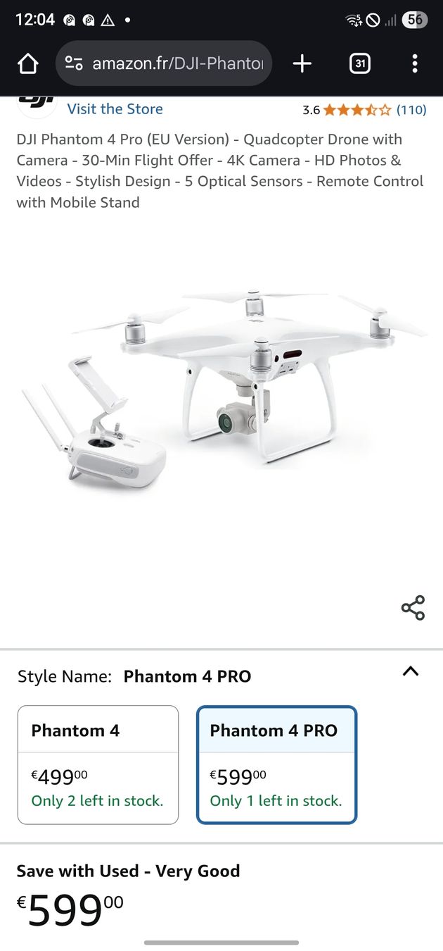DJI Modellismo RC: DJI Phantom 4 Pro Drone good condition with backpack – Usato da Geneve venduto da T36
