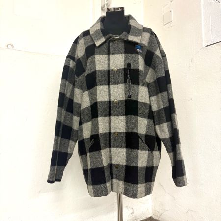 Vintage Egmont Jacke Wolle kariert grau schwarz, Grösse XL