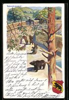 Lithographie Besucher am Bärengraben