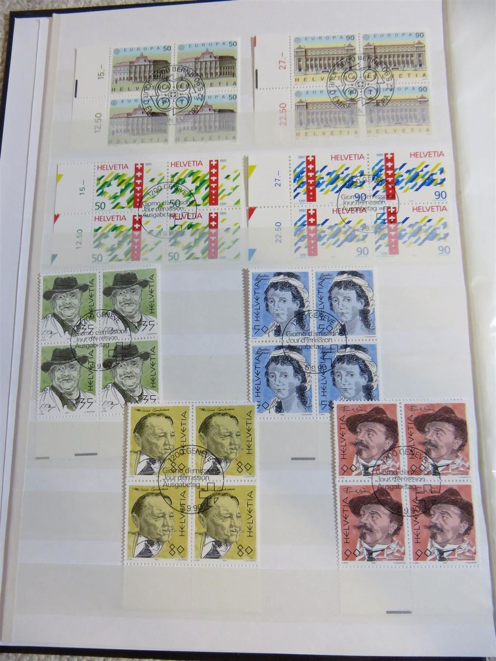 Tutti i francobolli: 1990 4er-Blocks ET inkl. PJ + PP – Usato da Spiez venduto da Crazyduck 1