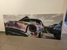 Glasbild 50's US Car Schrottplatz