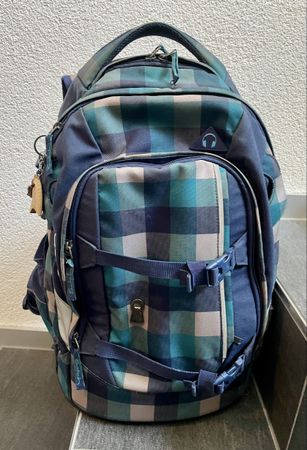 blau/grün karierter Satch Schulthek 