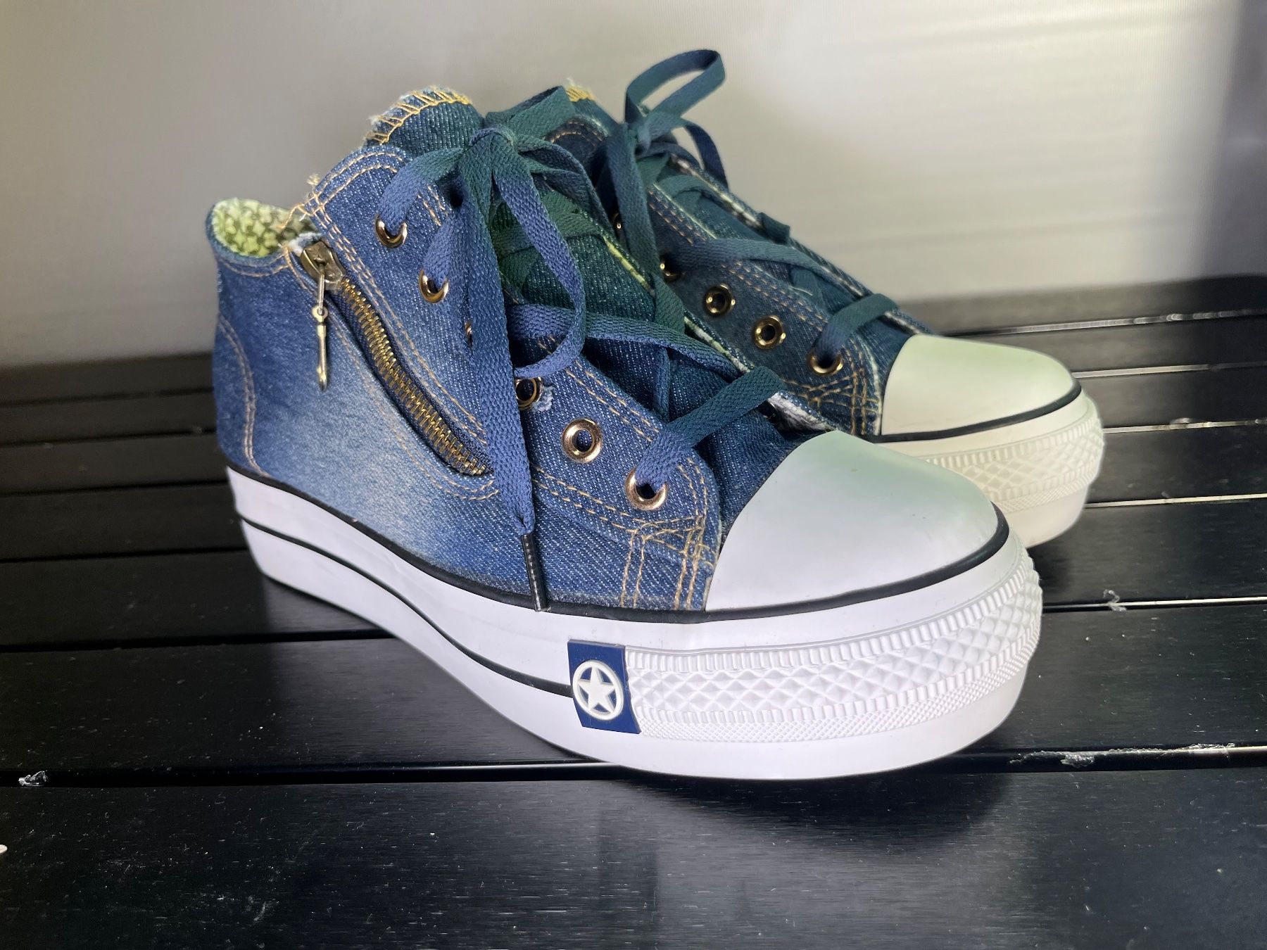 Damenschuhe: Mengsai Blaue Jeans-Sneaker, Schuhe Gr. 38 – Neu und originalverpackt aus Tafers von JP911