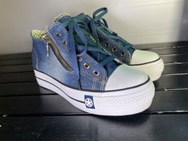 Mengsai Blaue Jeans-Sneaker, Schuhe Gr. 38