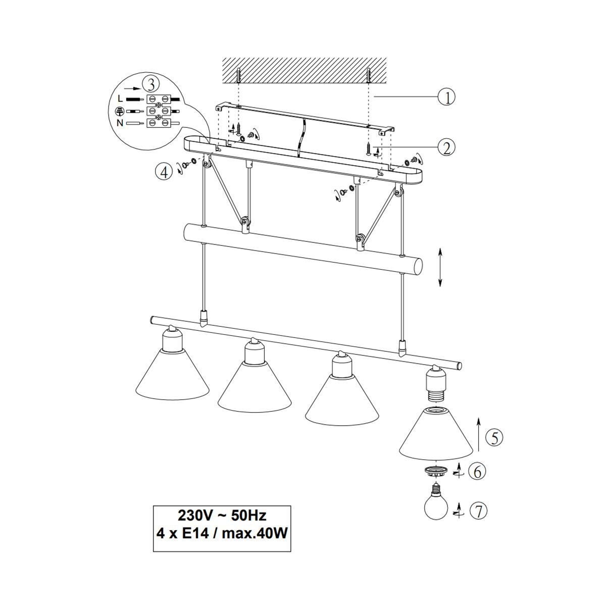 Lampadari & plafoniere: Pendelleuchte, 4 Spots, Jojo-Technik – Nuovo (secondo la descrizione) da Kreuzlingen venduto da Smart-Light 3